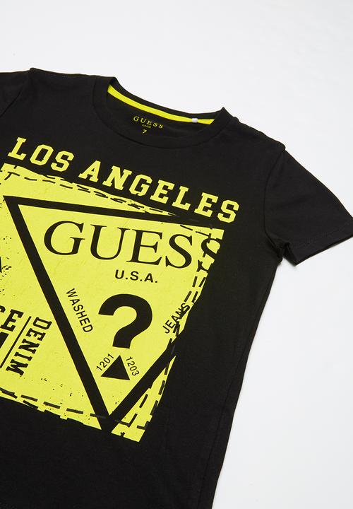 GUESS - Teens short sleeve Guess stamp tee - black & yellow