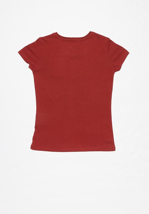 GUESS - Leopard Guess tee - red