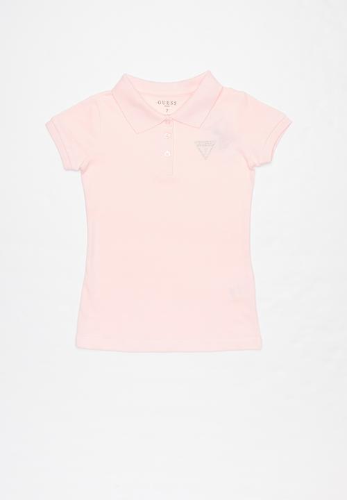 pink guess shirt