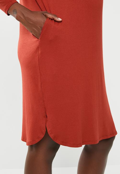 Superbalist - 3/4 sleeve maternity pocket dress - rust