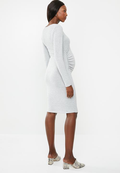 Superbalist - Maternity V-neck rib bodycon - light grey melange