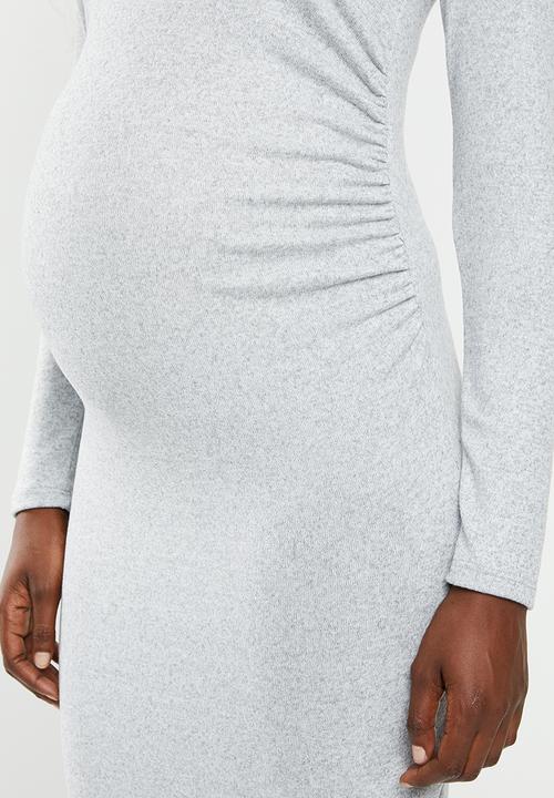 Superbalist - Maternity V-neck rib bodycon - light grey melange