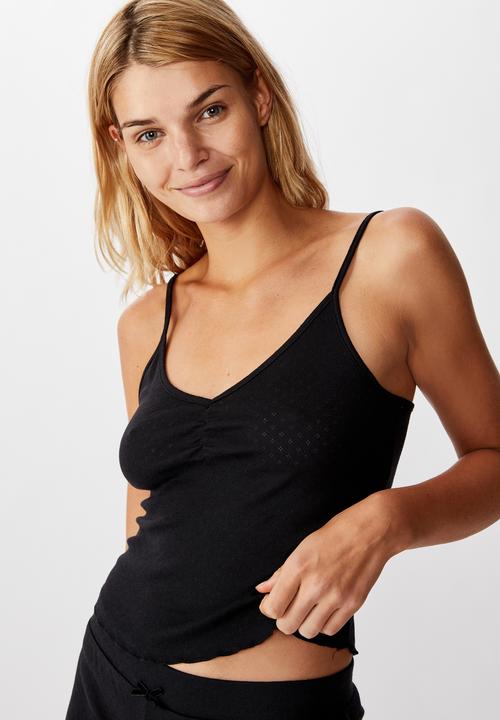 Cotton On - Pointelle sleep tank top - black