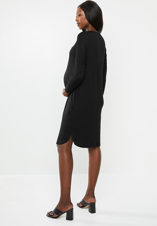 Superbalist - 3/4 sleeve maternity pocket dress - black