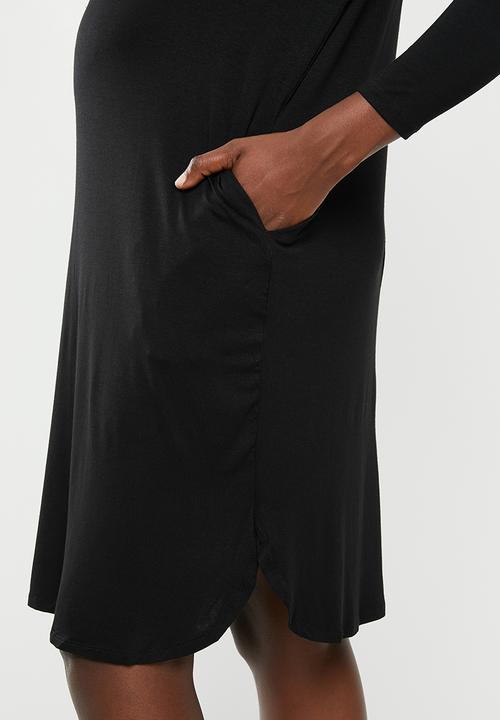 Superbalist - 3/4 sleeve maternity pocket dress - black