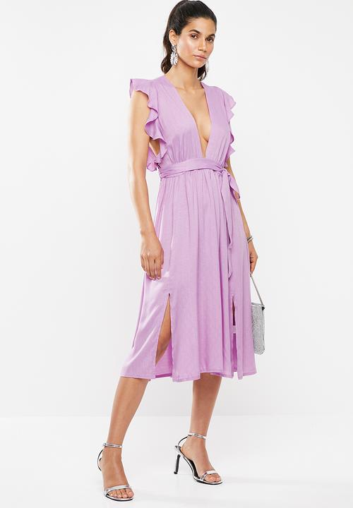 Glamorous - Plunge v midi dress - purple 
