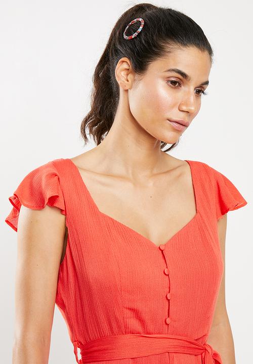 Glamorous - Frill sleeve dress - coral
