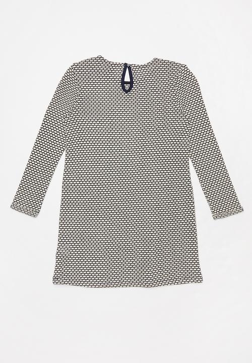 POLO - Long sleeve textured knit dress - navy