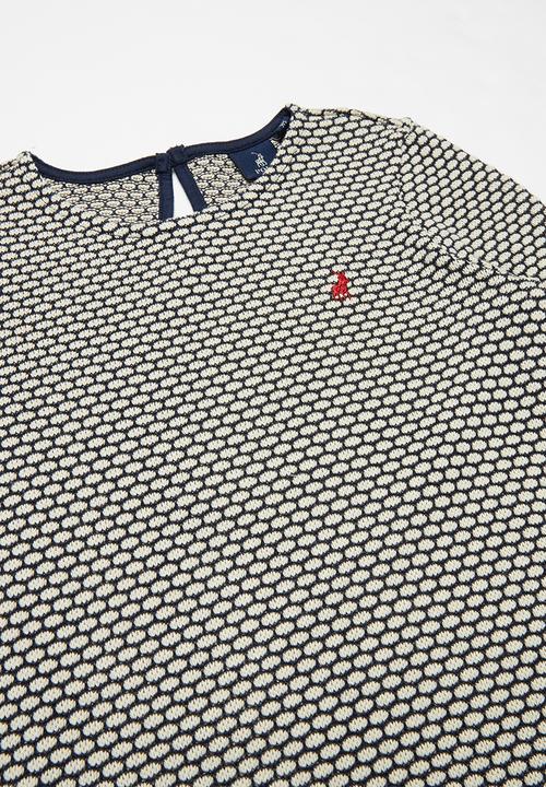 POLO - Long sleeve textured knit dress - navy