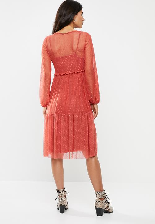 Me&B - Mash long sleeve dress - rust
