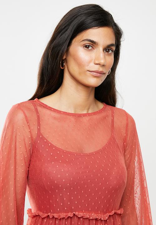 Me&B - Mash long sleeve dress - rust