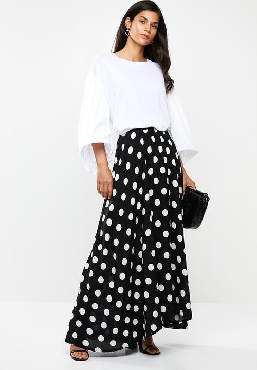 Me&B - Full volume skirt with side pockets - black & white 