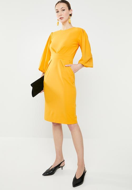 edit - Lantern sleeve dress - yellow