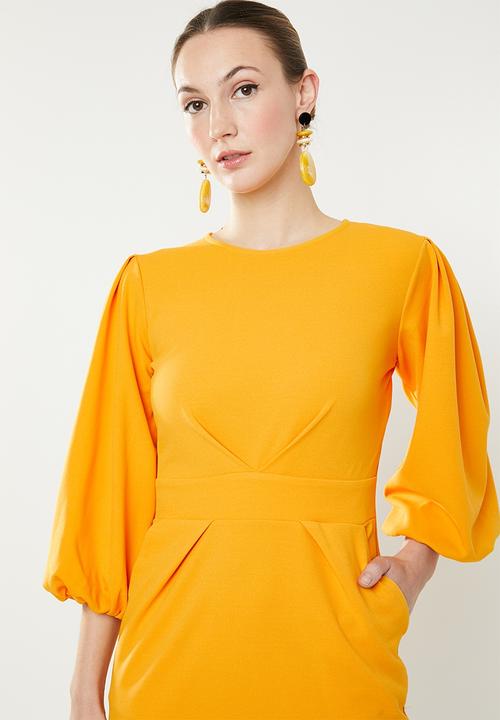 edit - Lantern sleeve dress - yellow