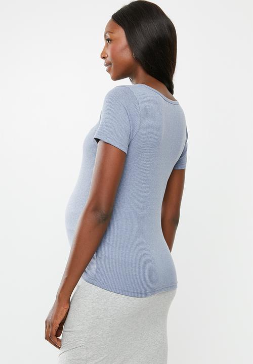 Cotton On - Maternity henley short sleeve top - blue