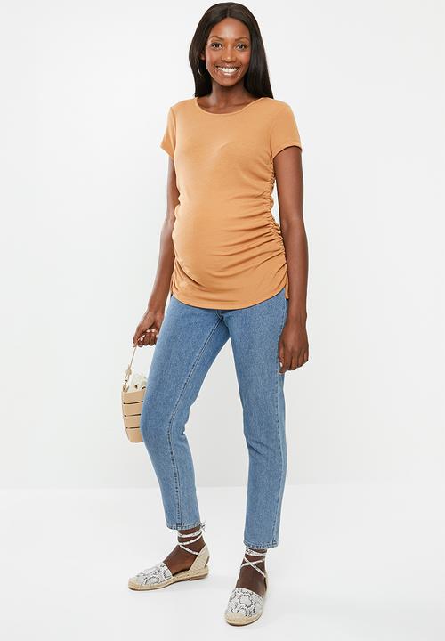 Cotton On - Maternity side tie short sleeve top - beige