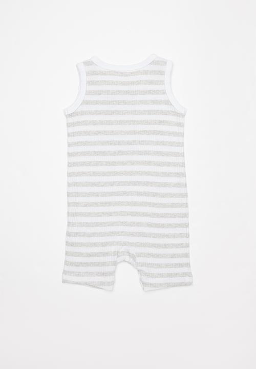 Cotton On - The sleeveless short leg romper -  grey & white 
