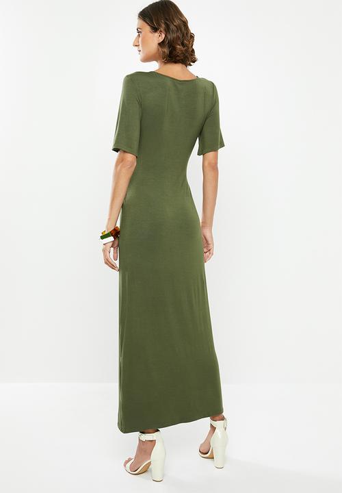 edit - Knot front maxi dress - khaki 