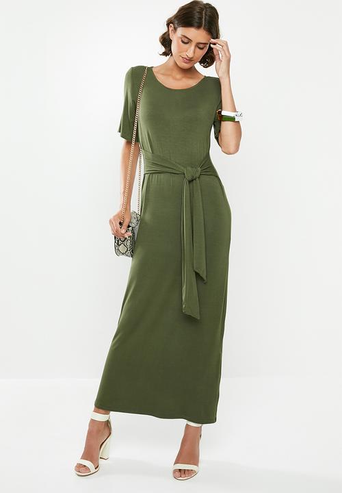 edit - Knot front maxi dress - khaki 