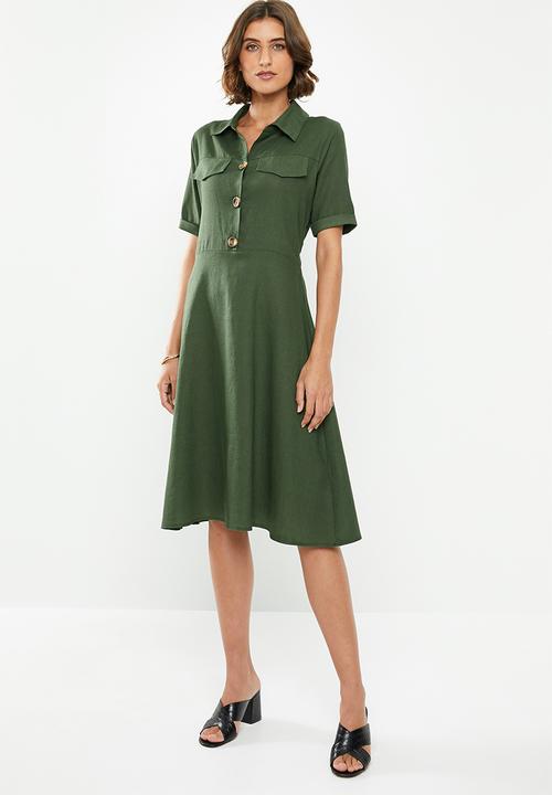 edit - Linen shirt dress - khaki
