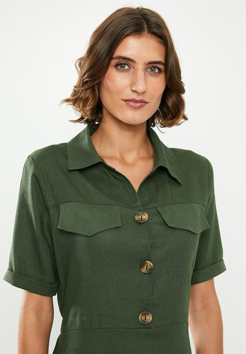 edit - Linen shirt dress - khaki