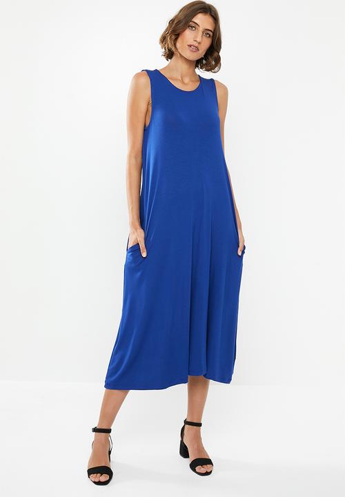 edit - Sleeveless swing midi dress - blue