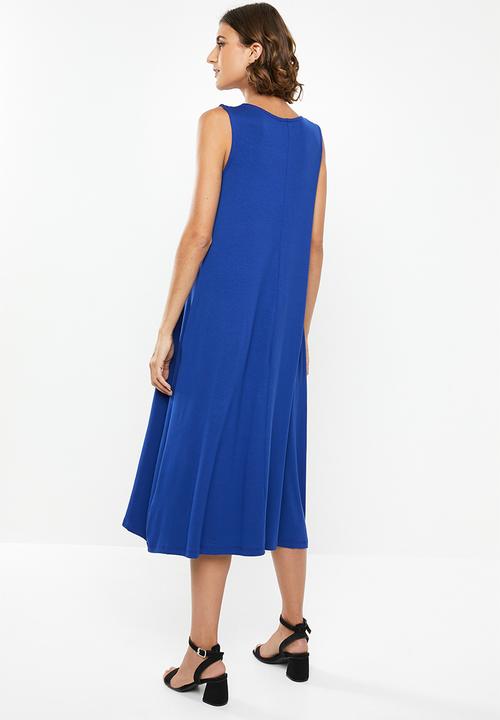 edit - Sleeveless swing midi dress - blue