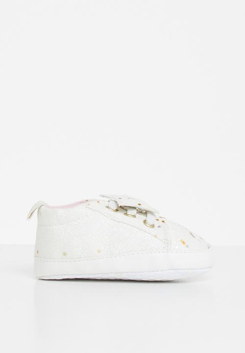 Pop Candy - Pram shoe with stars - white