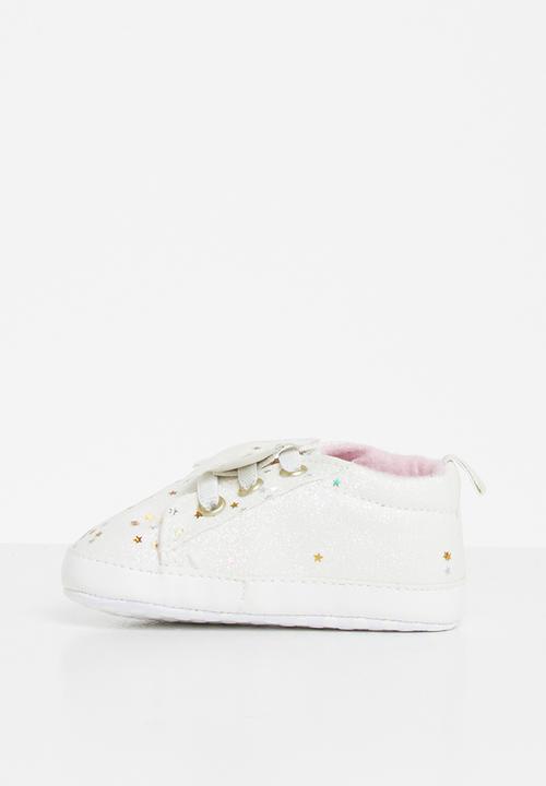 Pop Candy - Pram shoe with stars - white