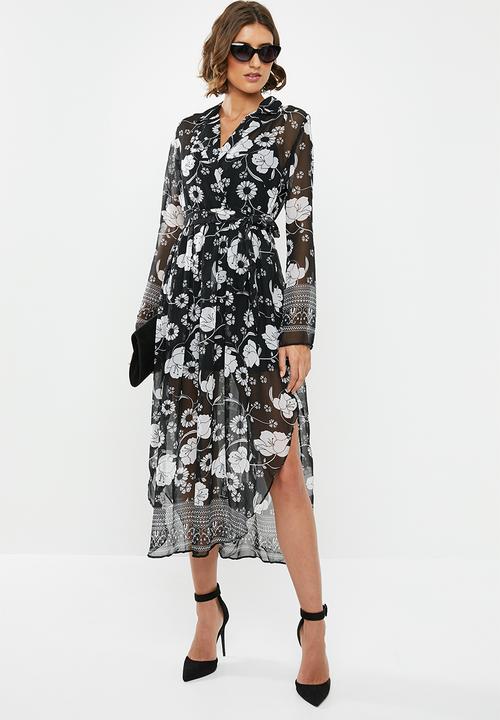 edit - Maxi wrap dress - black & white