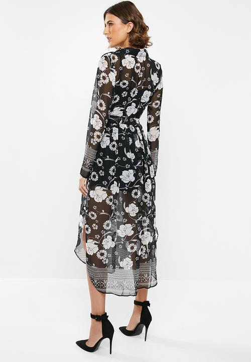 edit - Maxi wrap dress - black & white