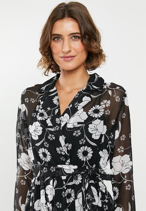 edit - Maxi wrap dress - black & white