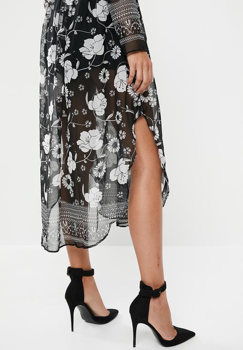 edit - Maxi wrap dress - black & white