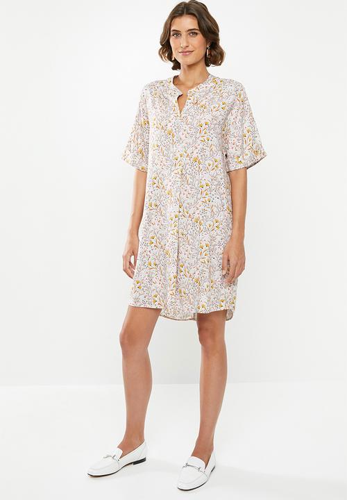 edit - Pleat front shift dress - multi