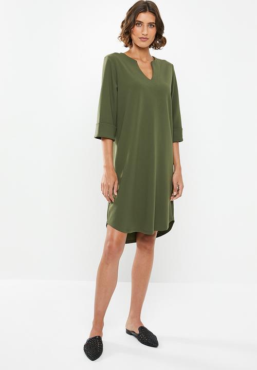 edit - Crepe tunic dress - khaki