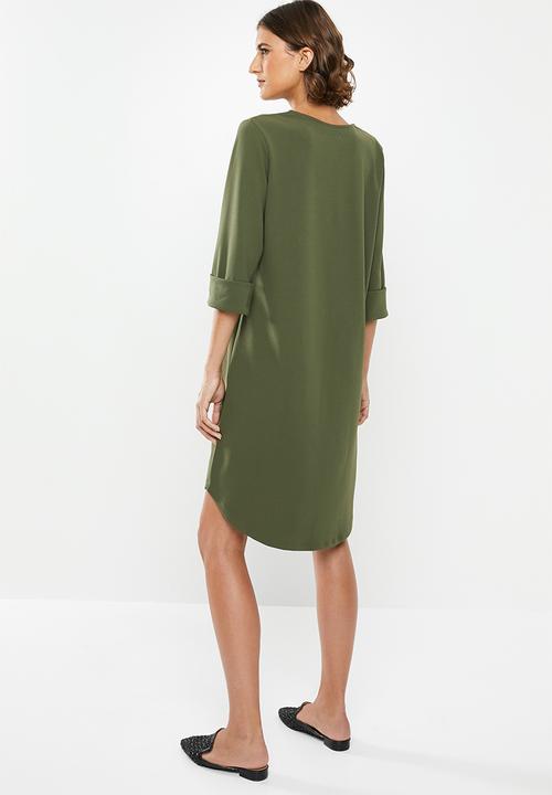 edit - Crepe tunic dress - khaki