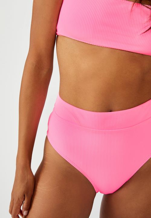 Cotton On - Highwaisted banded cheeky bikini bottom - pink