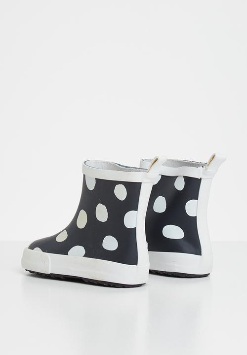 Pop Candy - Polka dot rain boot - black & white