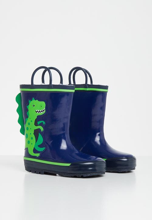 Pop Candy - Boys dino rainboots - green & navy