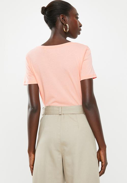 GUESS - Short sleeve blockup tee - coral