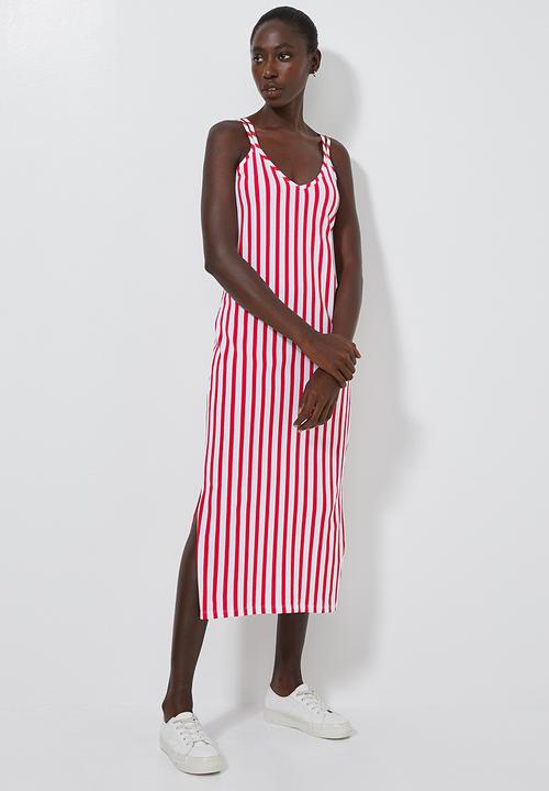 Superbalist - Knit strappy dress - red & white