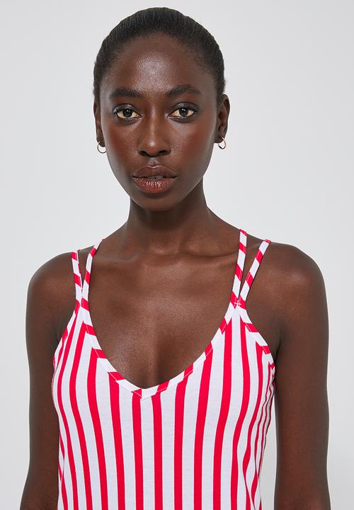 Superbalist - Knit strappy dress - red & white