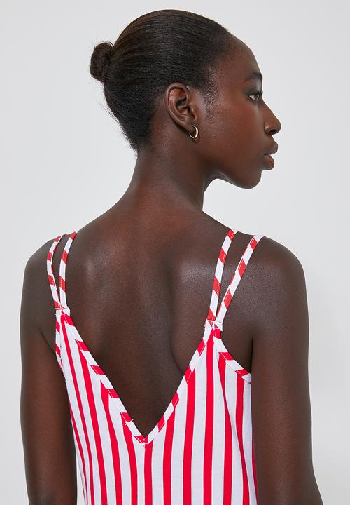 Superbalist - Knit strappy dress - red & white