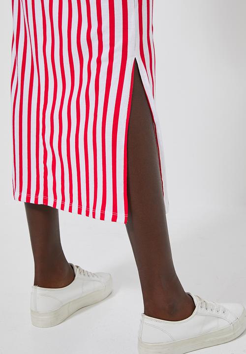 Superbalist - Knit strappy dress - red & white