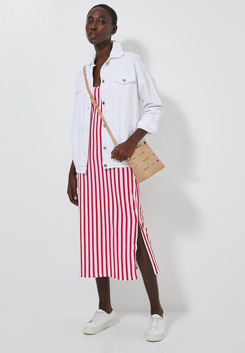 Superbalist - Knit strappy dress - red & white