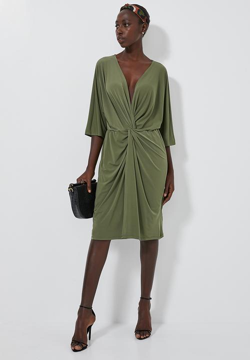 Superbalist - Kimono knot front dress - khaki