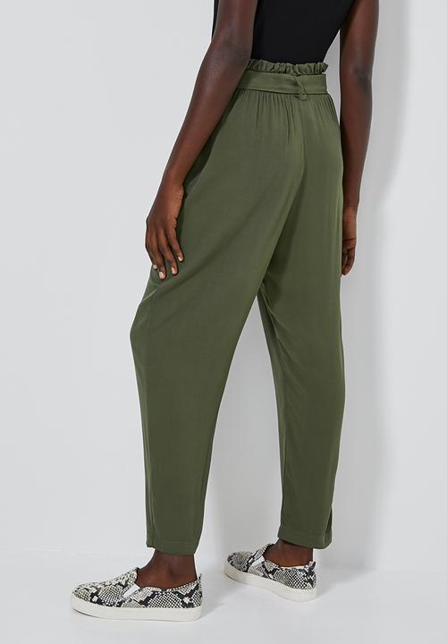 Superbalist - Soft paperbag trousers - khaki