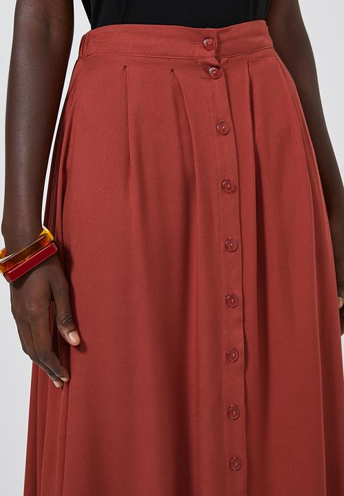 Superbalist - Inverted pleat midi skirt - red