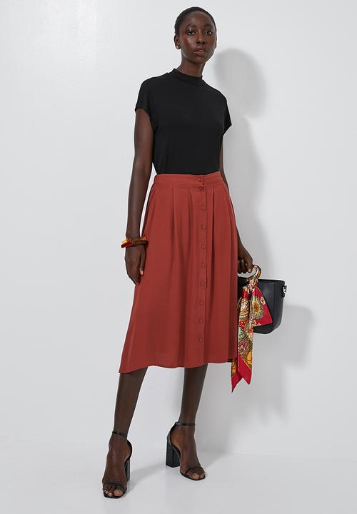 Superbalist - Inverted pleat midi skirt - red
