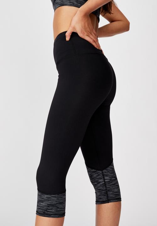 Cotton On - Panelled hem capri tights - black